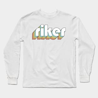 Riker - Retro Rainbow Typography Faded Style Long Sleeve T-Shirt